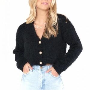 Show Me Your MuMu Black Fuzzy Cardigan